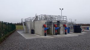 Tubbercurry Wastewater Treatment Plant Completed by Coffey in June-2020 - Aerated Grit Channels removes grit from inlet flows to reduce maintenance and increase the lifespan of upstream mechanical equipment; such as pumps and aeration diffusers. These aerated grit channels also increases the removal of smaller items such as microplastics from the wastewater stream. The grit is transferred to a grit classifier where is it compacted and organic matter is removed by water jets. The grit is then ready for safe disposal off site.