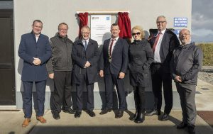 Pictured at the official opening of the Waste water treatment plant Strandhill, Sligo. Pictured at the plaque unveiling by the Cathaoirleach of Sligo County Council. L/R Cllr. Thomas Walsh, Cllr. Martin Connolly (Cathaoirleach Of Ballymote / Tubbercurry Municipal District), Minister Frank Feighan (Minister of State for Department of Health (Public Health, Well Being and National Drugs Policy), Cllr. Paul Taylor Cathaoirleach Of Sligo county Council, Cllr. Marie Casserly (Cathaoirleach Of Sligo-Drumcliff Municipal District), Cllr. Donal Gilroy and Cllr. Arthur Gibbons (Cathaoirleach Of Sligo-Strandhill Municipal District) . Pic: Michael McLaughlin