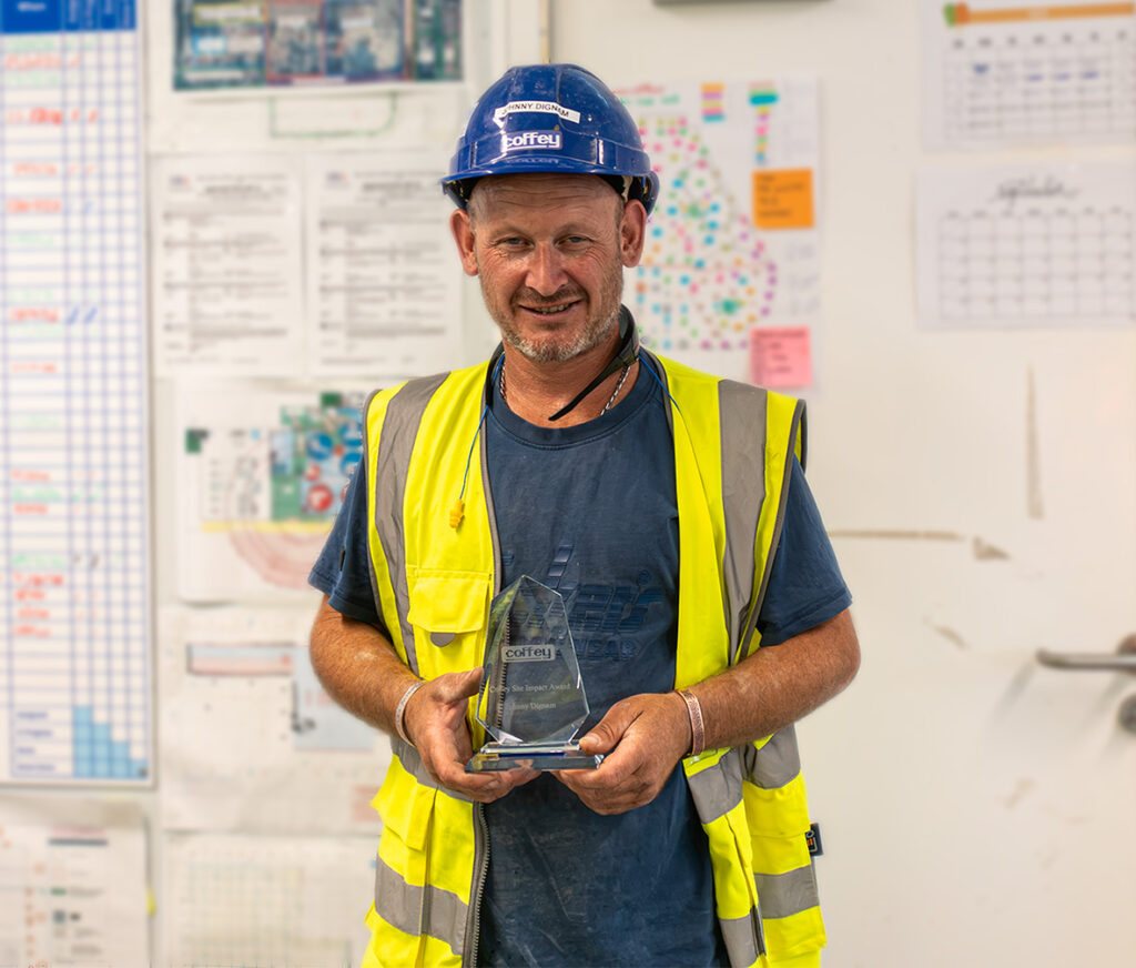 Winner of the Site Impact Ire award in the Coffey excellence awards, Johnny Dingham