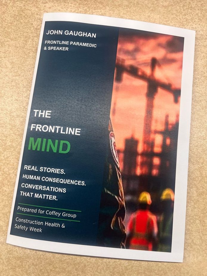 John Gauaghan from the Frontline Mind gave a talk to Coffey staff at Quarry Lane